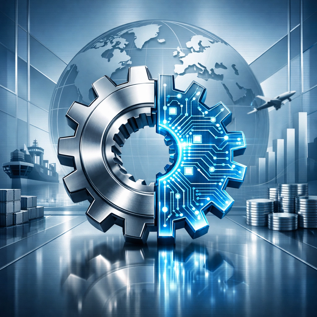 Interlocking gears representing a tailored factoring line for manufacturing and industrial sectors.