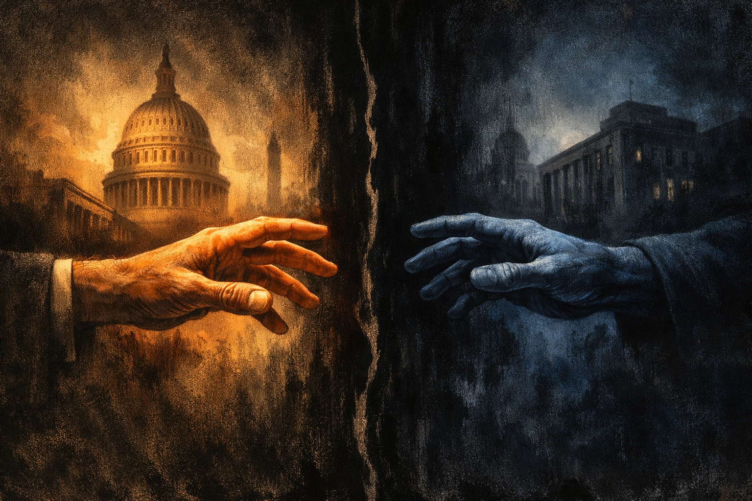 Separated hands symbolizing LGBTQ+ lives torn apart during Lavender Scare persecution
