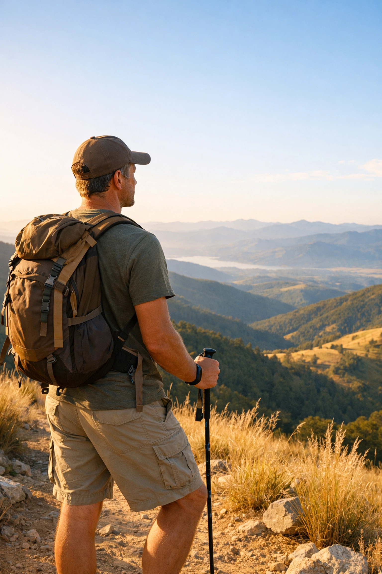 Man hiking outdoors representing active lifestyle and insurance coverage needs