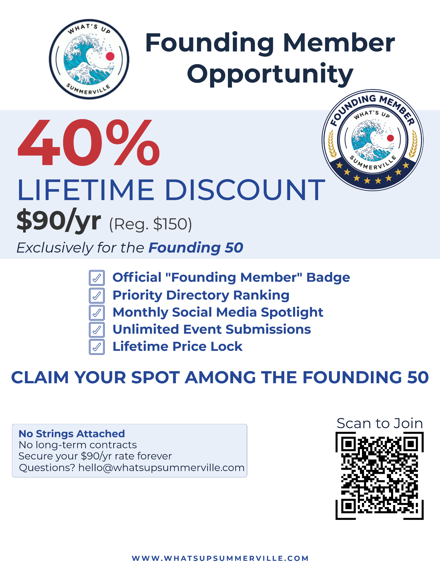 What’s Up Summerville Founding Member Opportunity Promotional Flyer