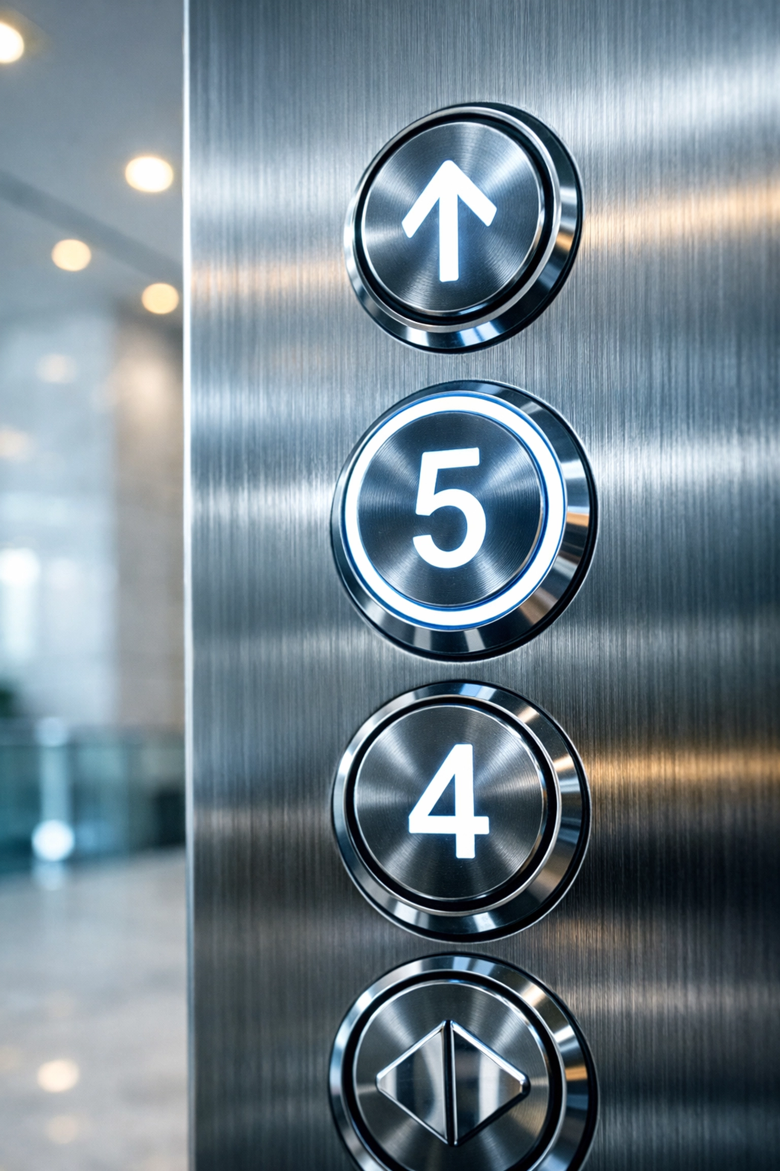 Disinfected elevator buttons in a Dedham MA office showing professional cleaning of high-touch surfaces.
