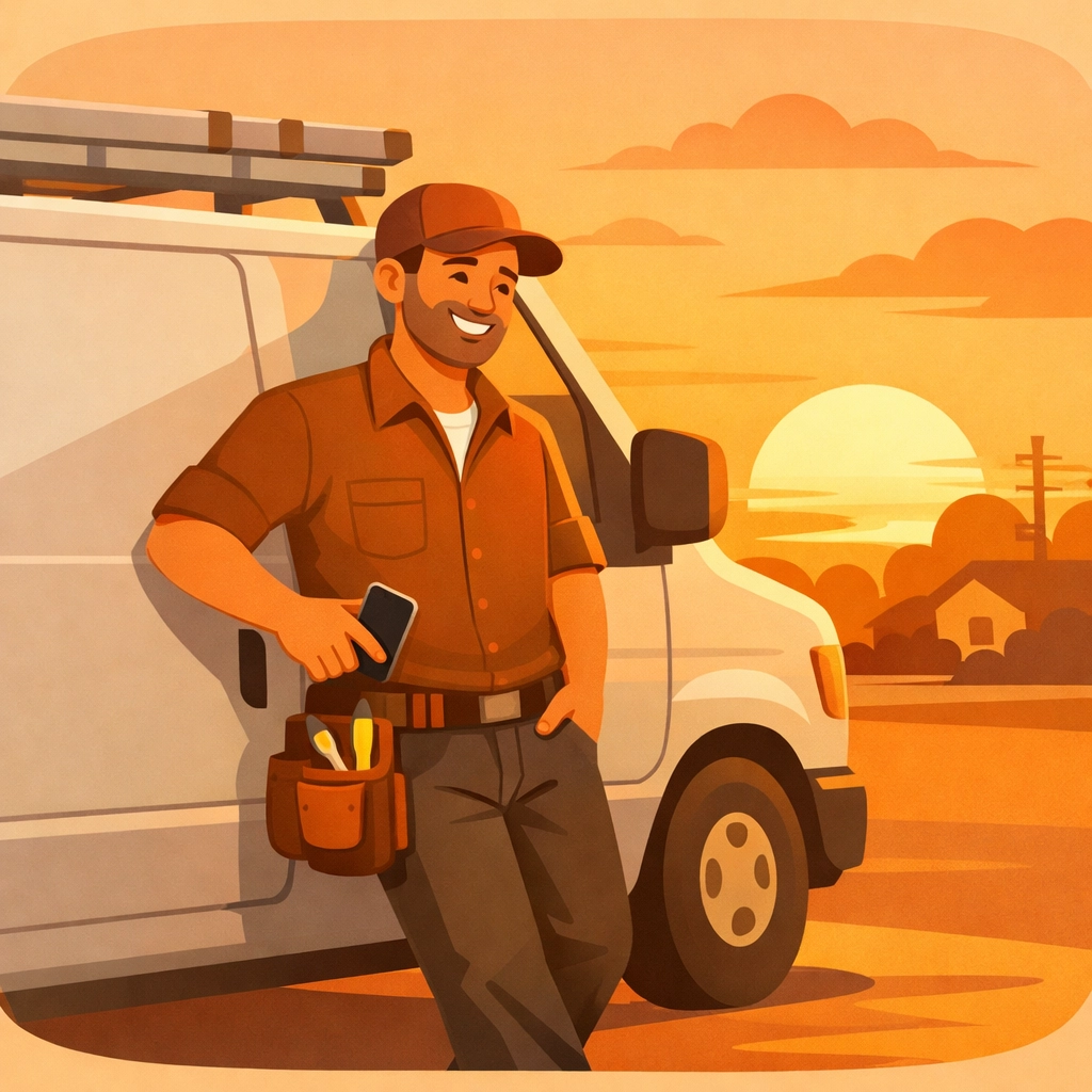 Service contractor finishing job site reports quickly using a mobile-first contractor job app.