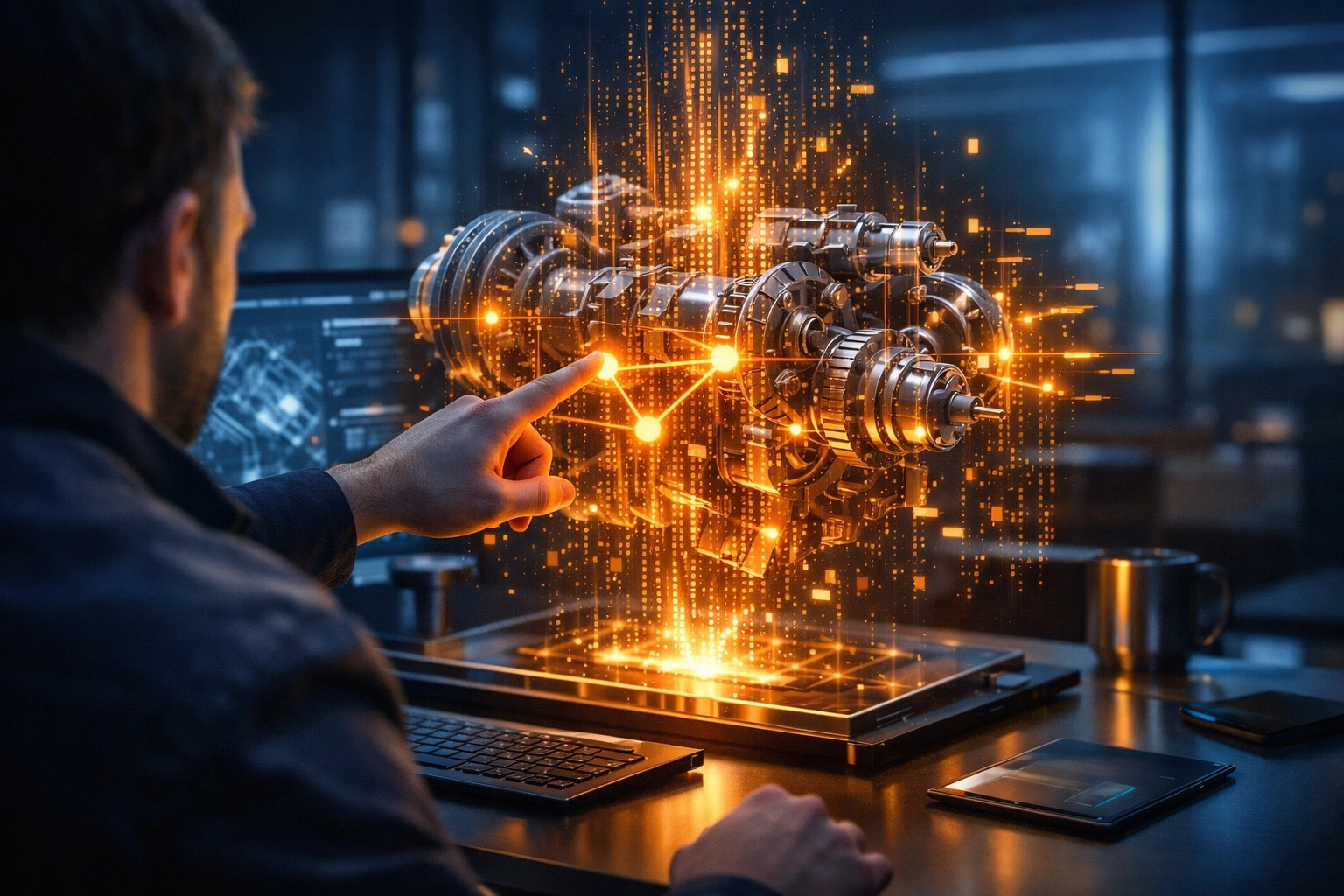 Engineer using AI software to translate manufacturing process knowledge into working Inventor add-in code.