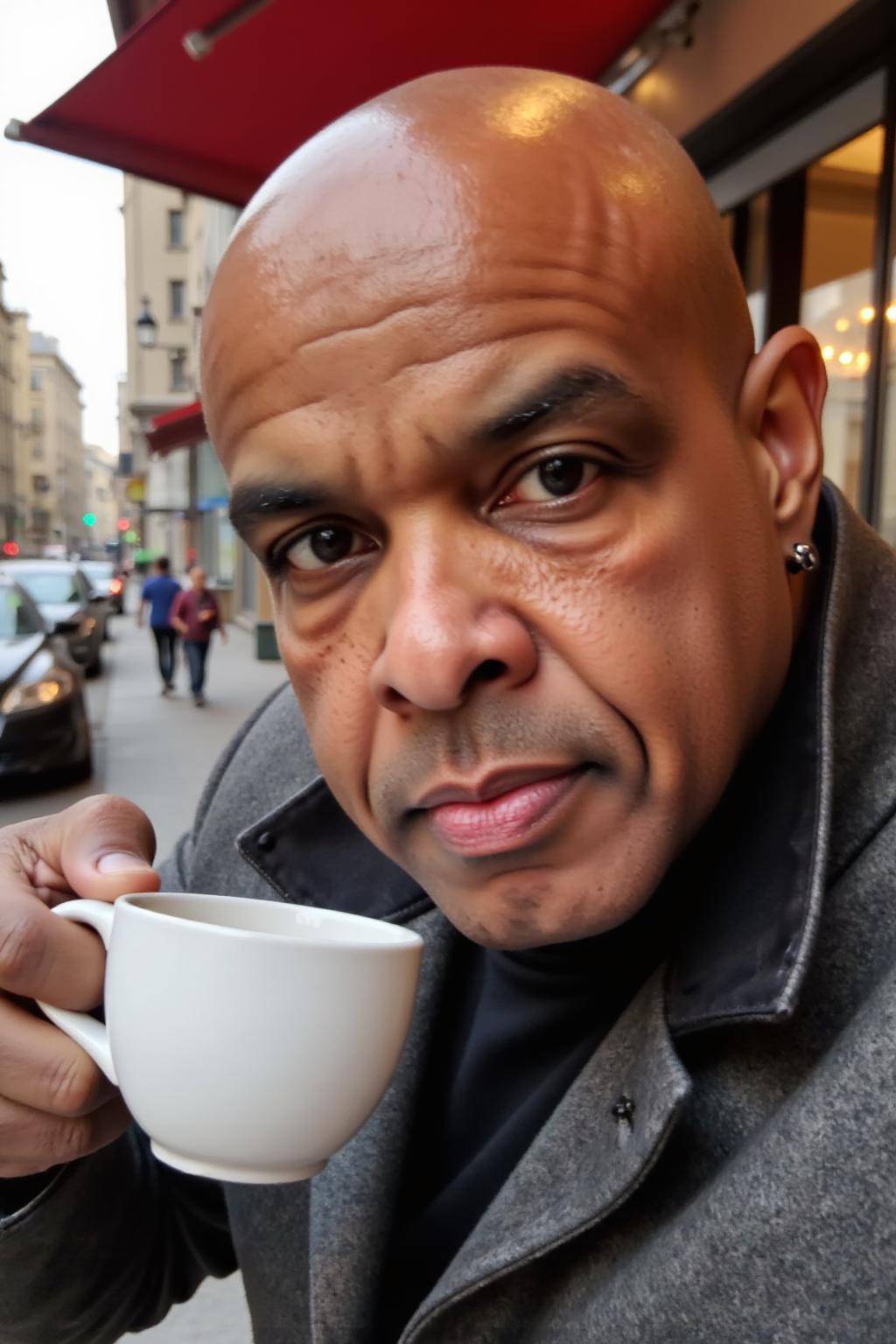 Professional man at outdoor café
