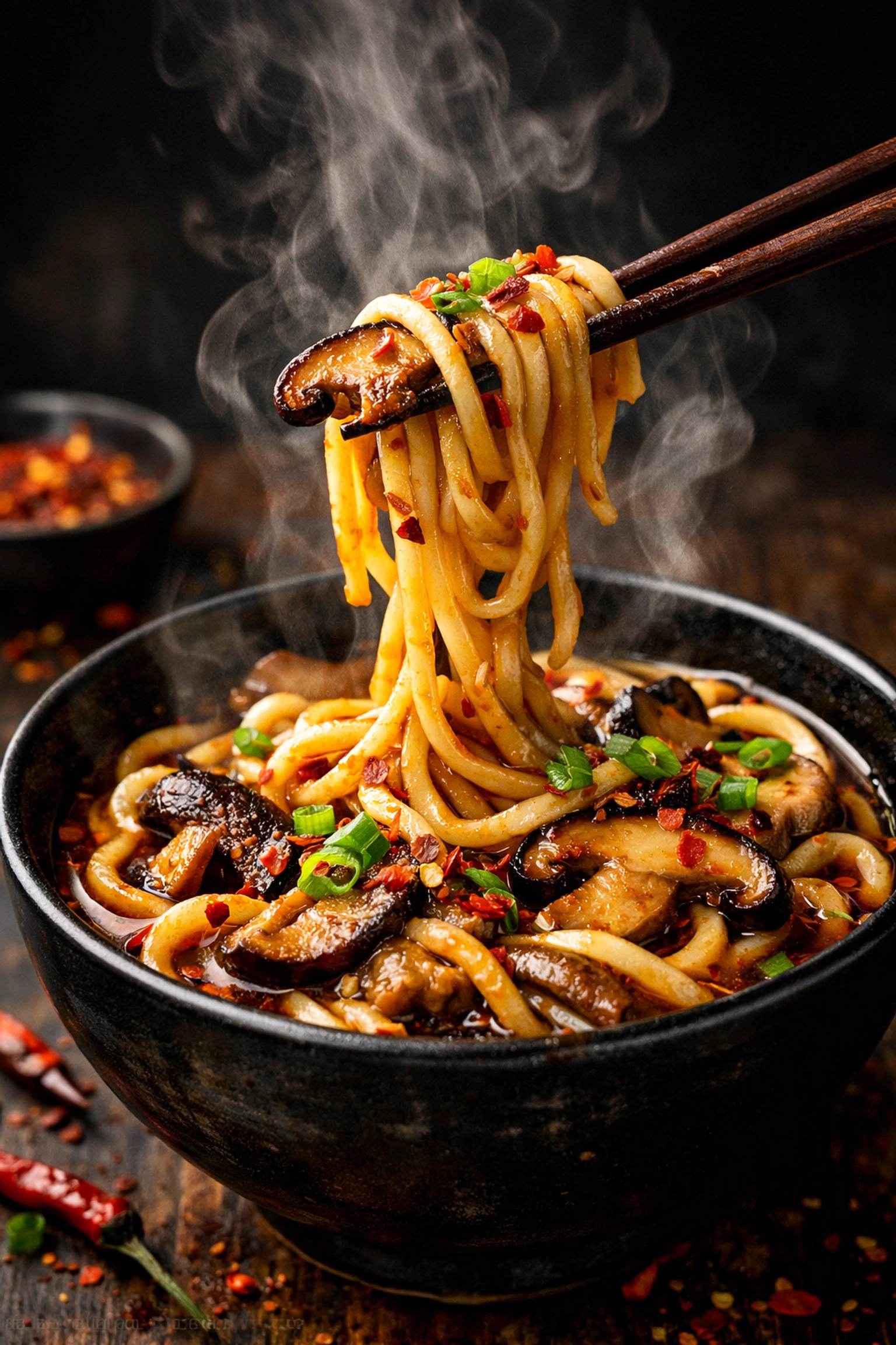 Spicy mushroom noodles with umami-rich shiitake from Matty Matheson's Mushroom Council campaign