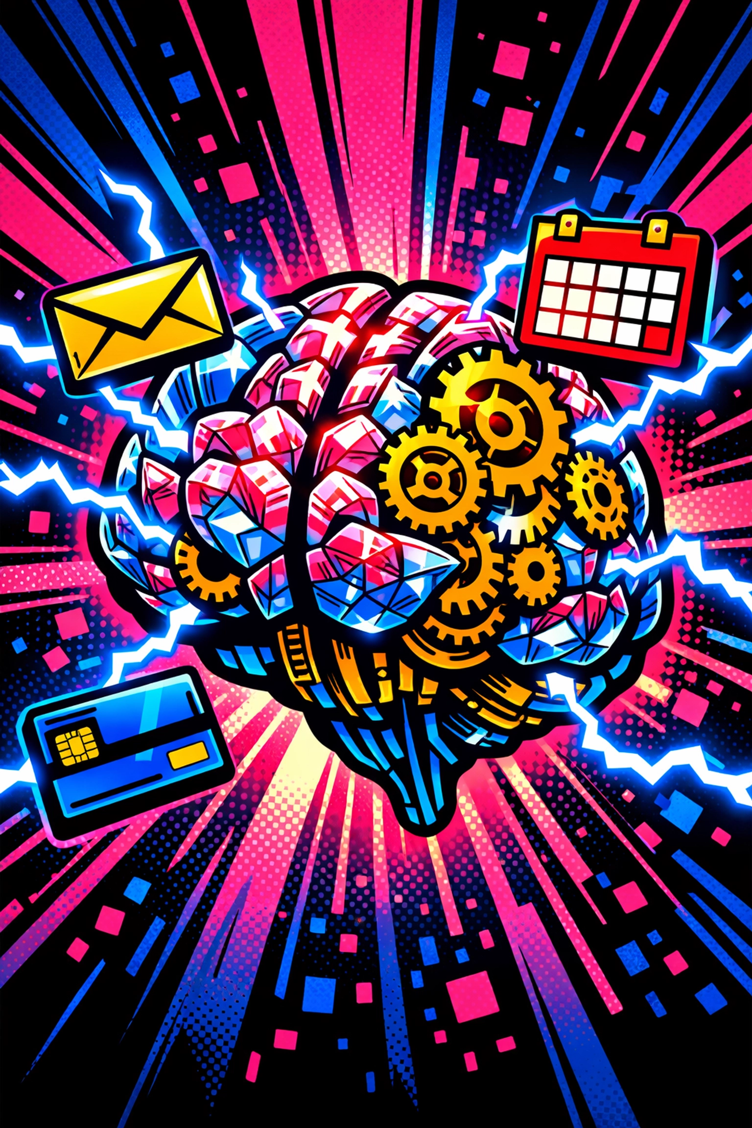 AI business automation brain connecting email and calendars to streamline small business workflows.