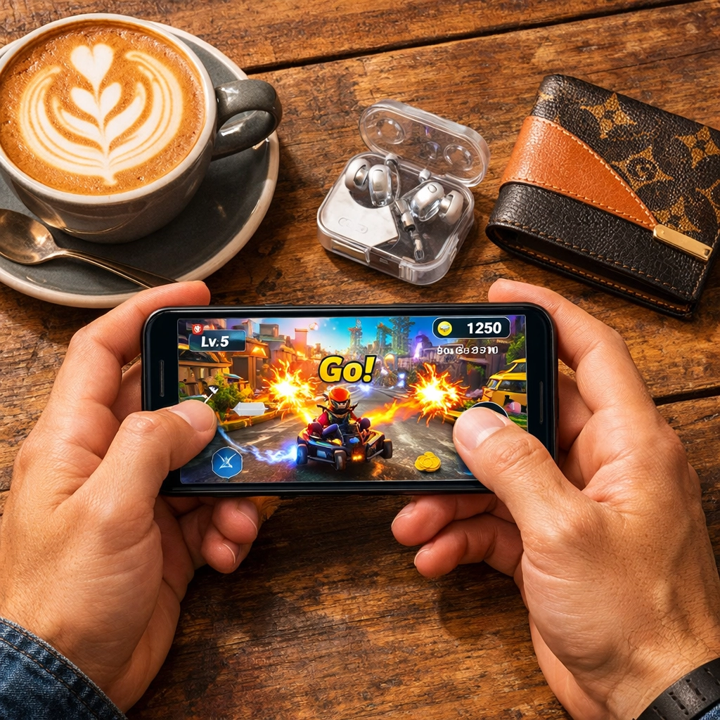 Earning extra income through game apps that pay real money while enjoying lifestyle wants at a cafe.