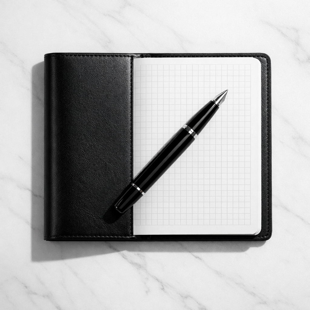 Professional notebook and pen representing Latino Fashion Index measurement methodology