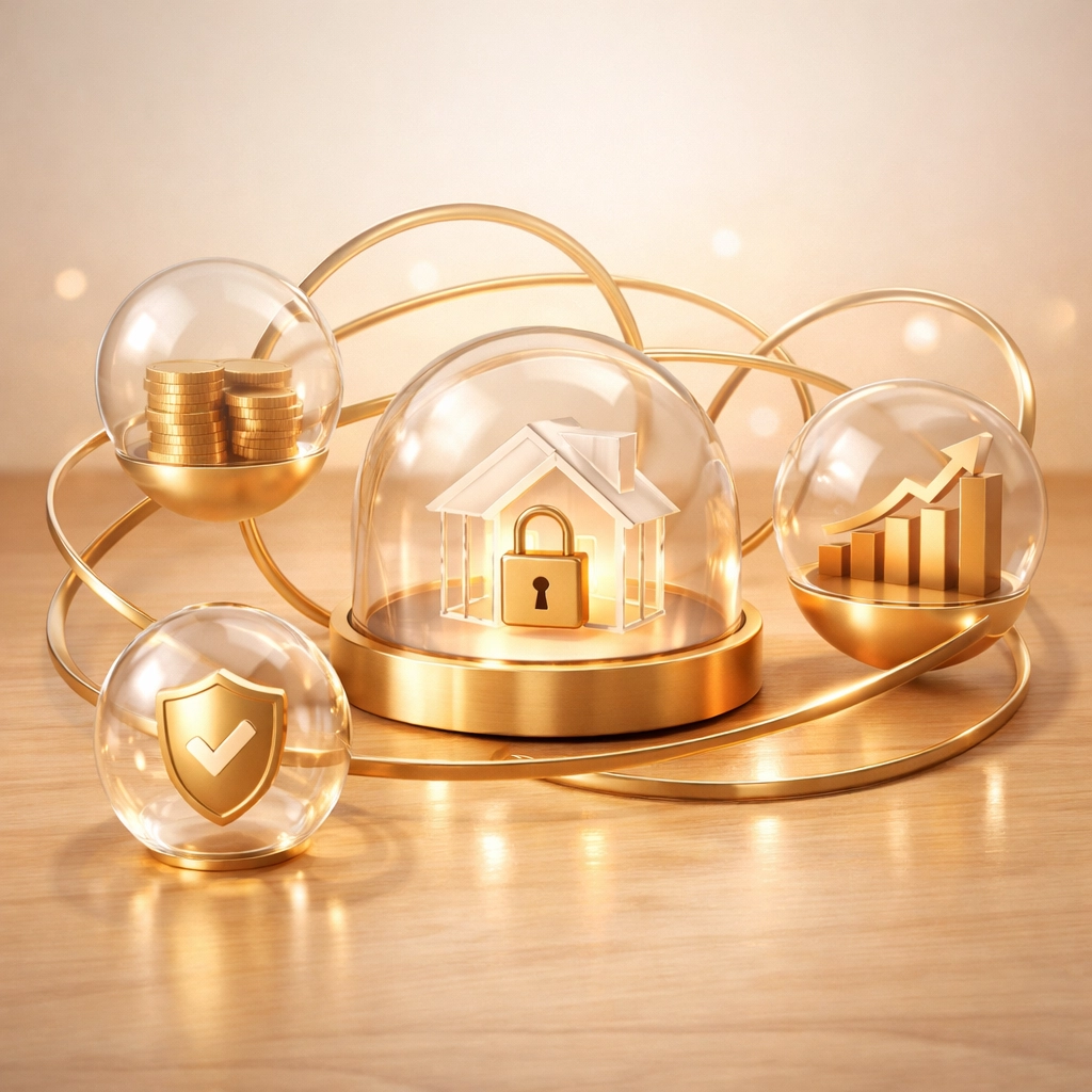 Golden decorative rings symbolizing a secure and transparent surrogate payment structure and escrow.