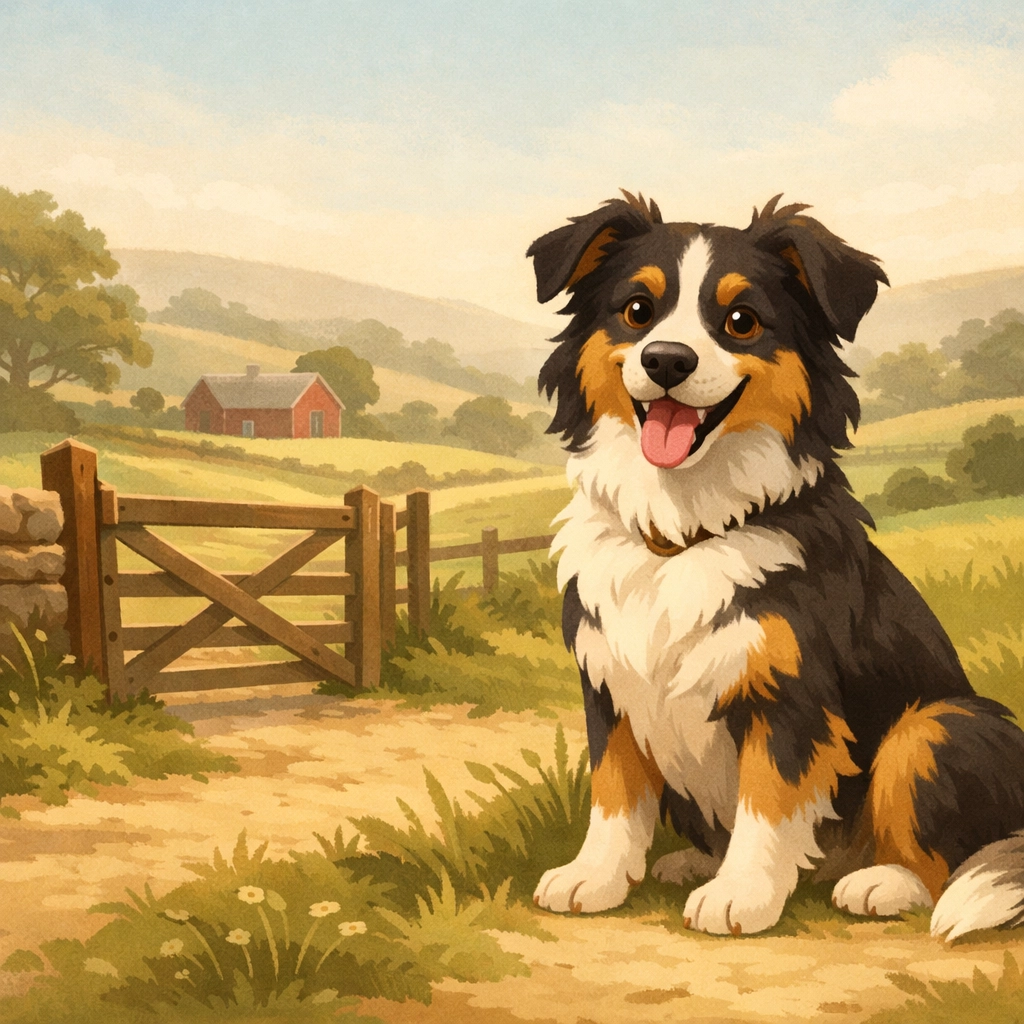 Healthy dog in British countryside representing UK-sourced free-range raw dog food