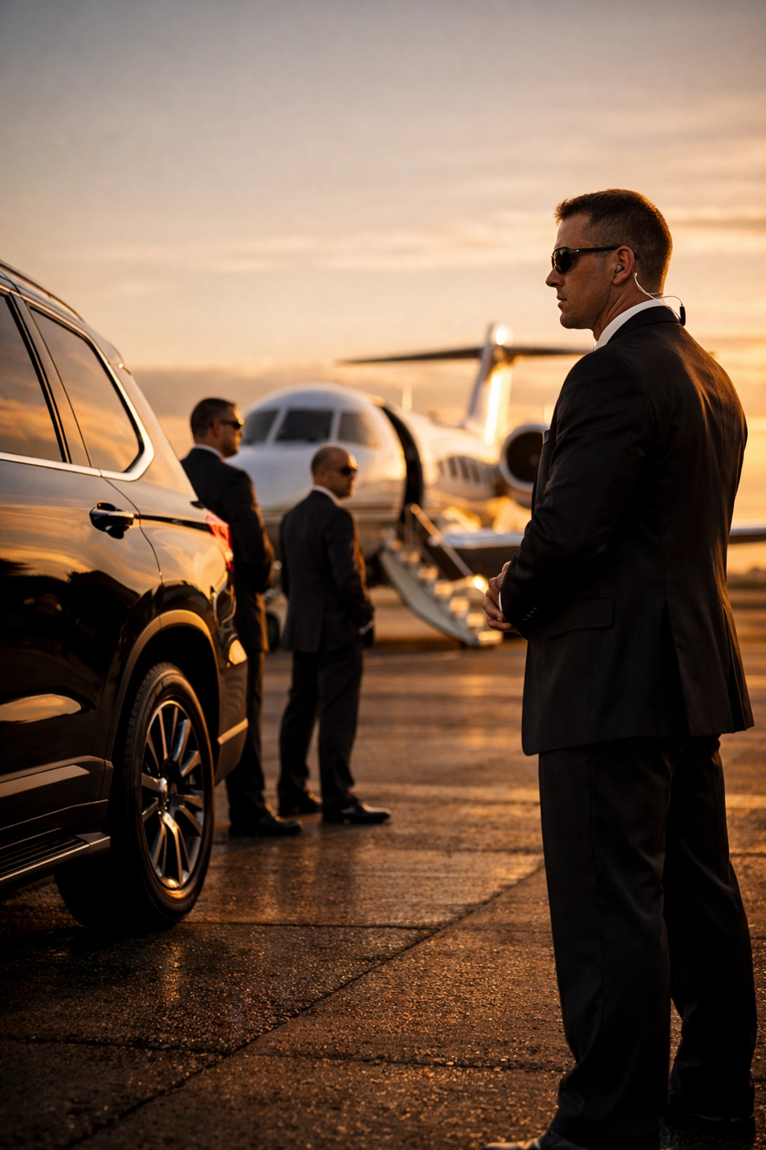 PRESS RELEASE: USA Entertainment Travel Unveils Revolutionary Super Bowl 2026 Corporate Travel Package – 10 VIP Services That Maximize Brand Impact While Eliminating Security Risks Executive security detail with private jet and luxury SUV for VIP corporate travel protection