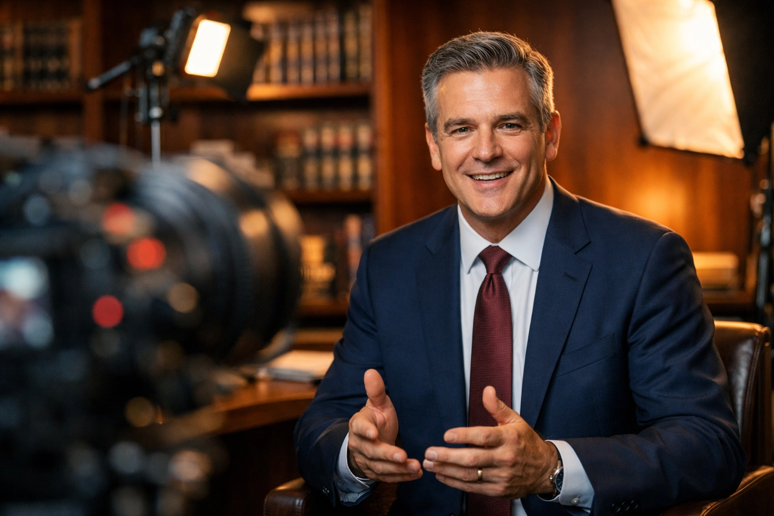 Lawyer recording high-quality video marketing content to improve law firm trust and digital presence.