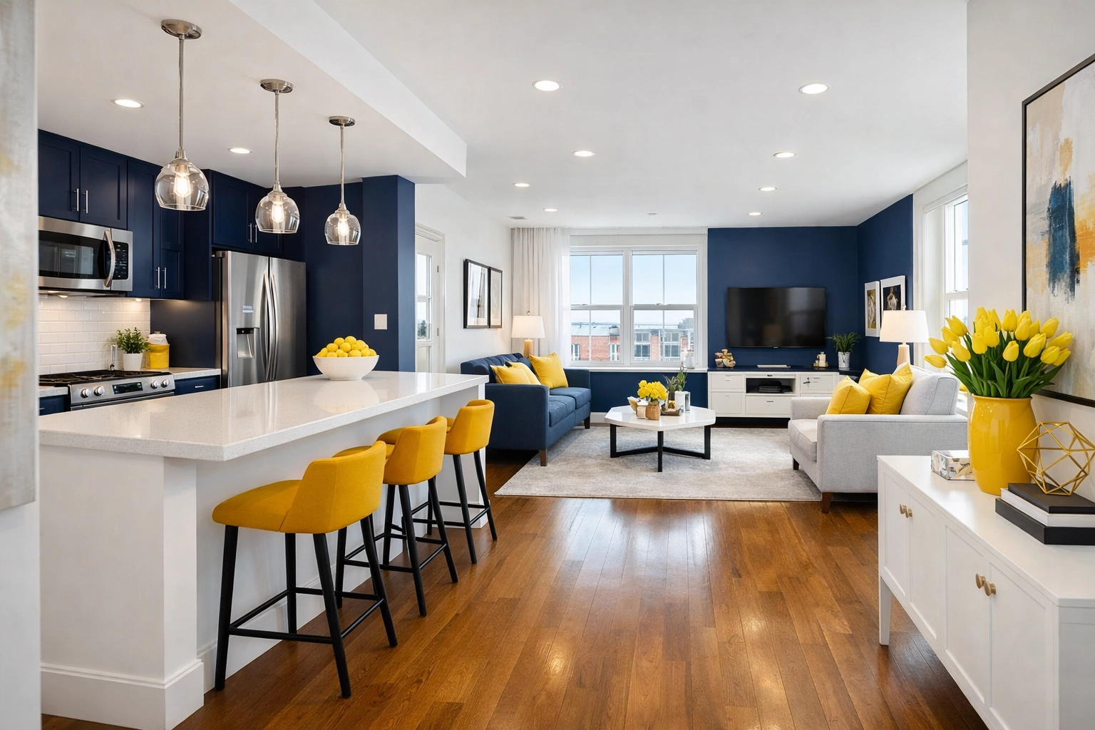 A perfectly maintained modern open-concept home in Worcester following a professional one-time house cleaning.