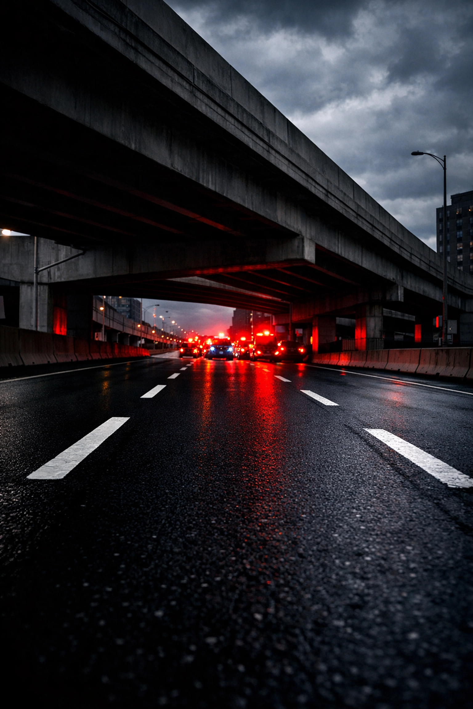 Ville-Marie Expressway lanes in Montreal where wrong-way collision occurred with STM bus