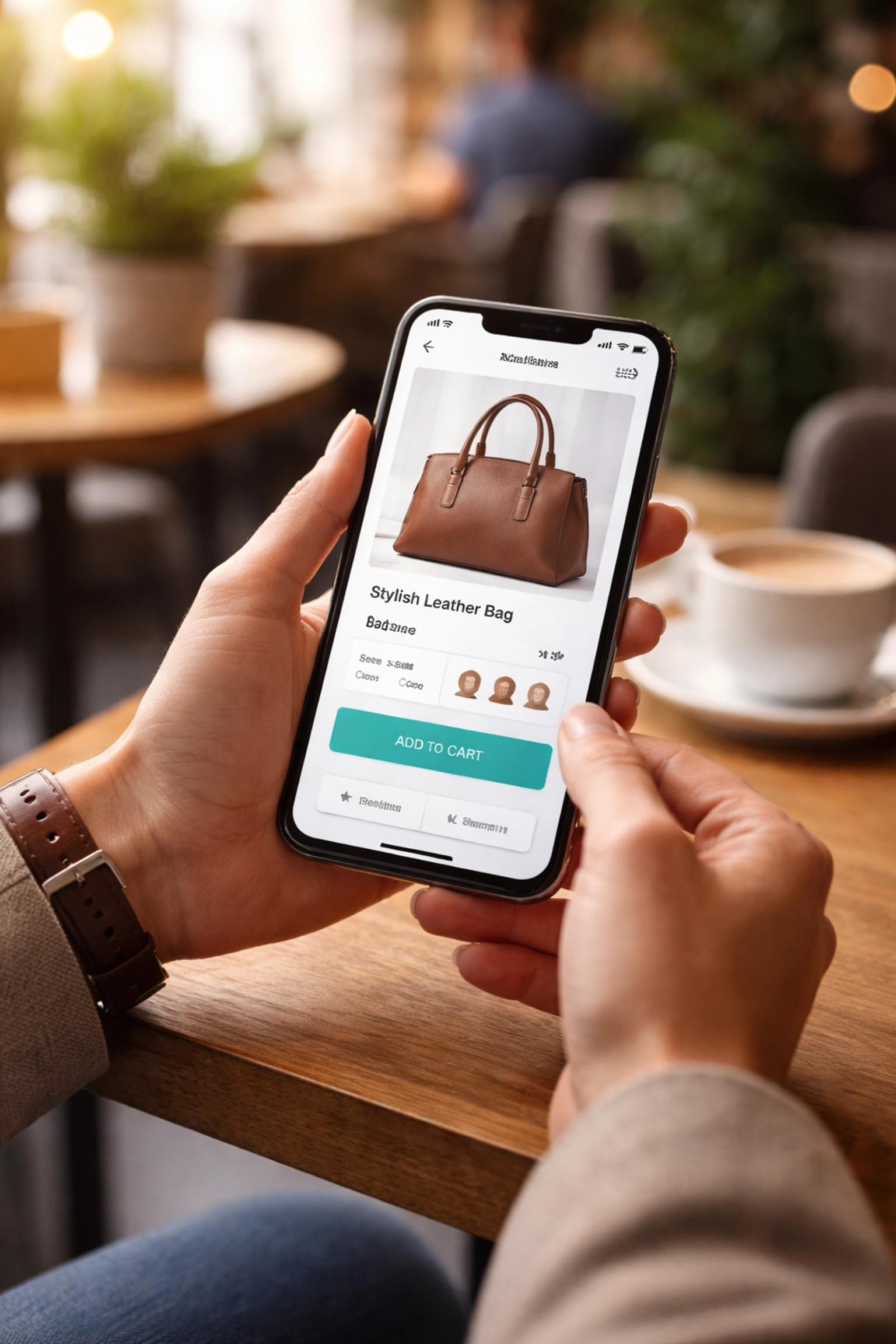 Mobile-optimised shopping experience on a smartphone, emphasising improved conversions for Magento 2 stores.