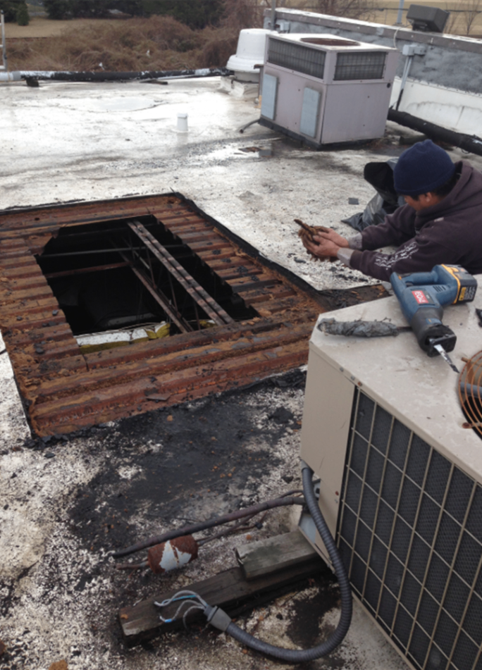 Commercial flat roof damage assessment