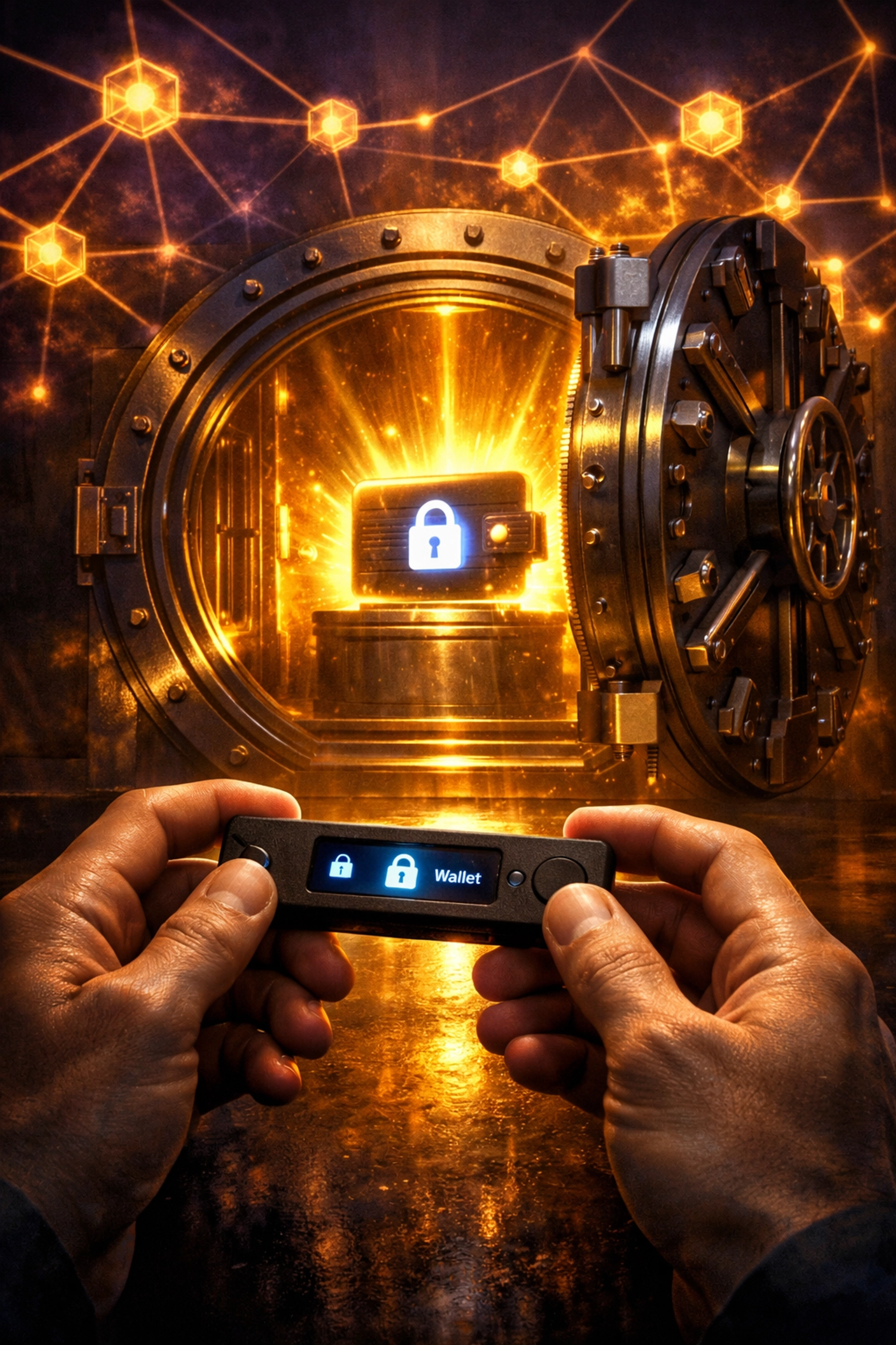 Self-custody crypto wallet security with hardware wallet for merchant payment independence