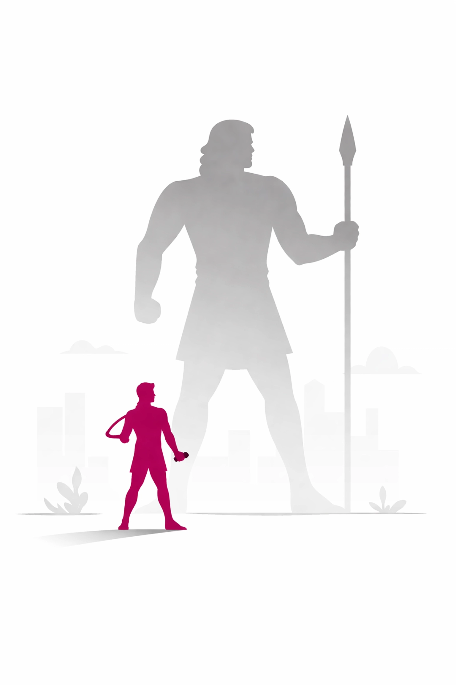 Small business standing confident against big corporation with strategic budget marketing