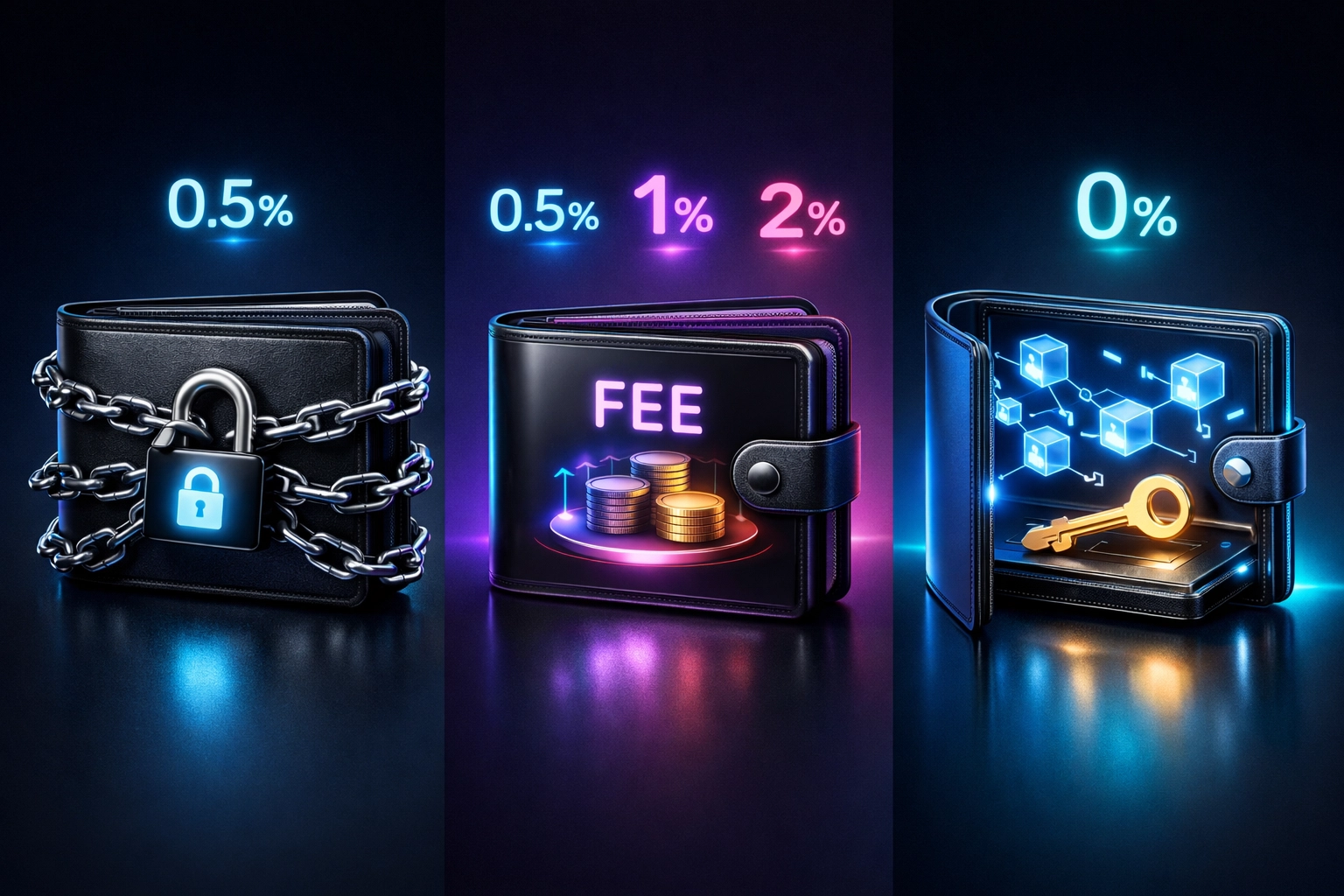 Comparison of custodial vs self-custody crypto payment wallets showing fee differences