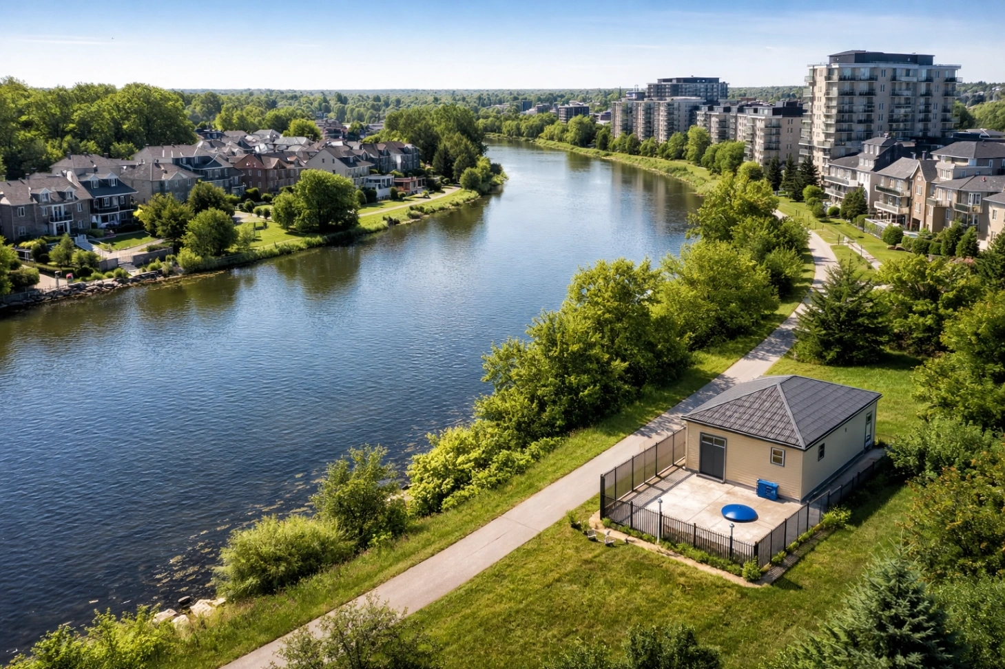 Waterloo Riverfront Neighbourhood Aerial View