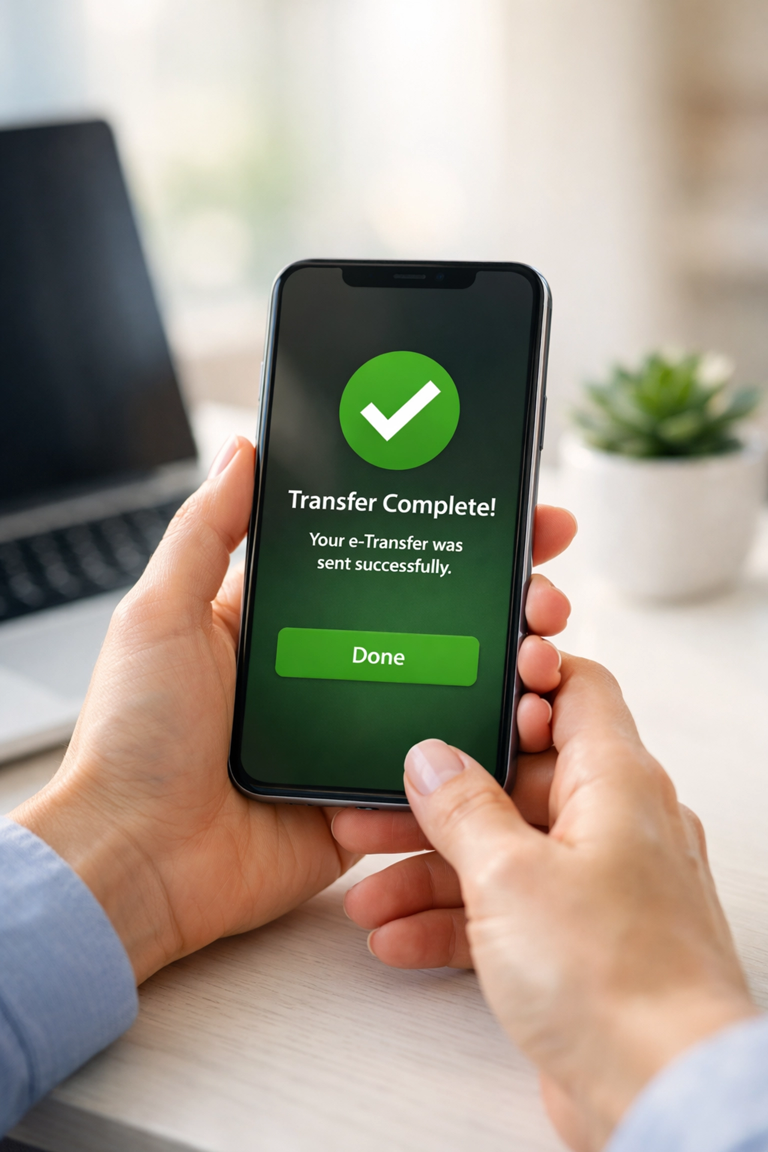 A person applying for a fast online E-transfer loan up to 3000 in Canada on their smartphone.