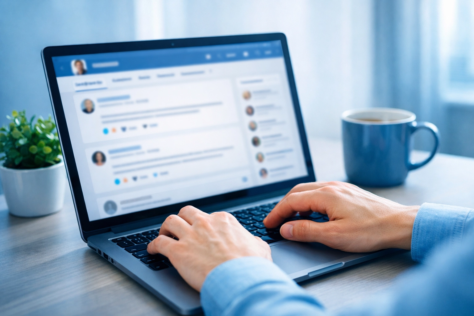 Resident engaging with the Lehigh Acres Community Bulletin Board online from home office