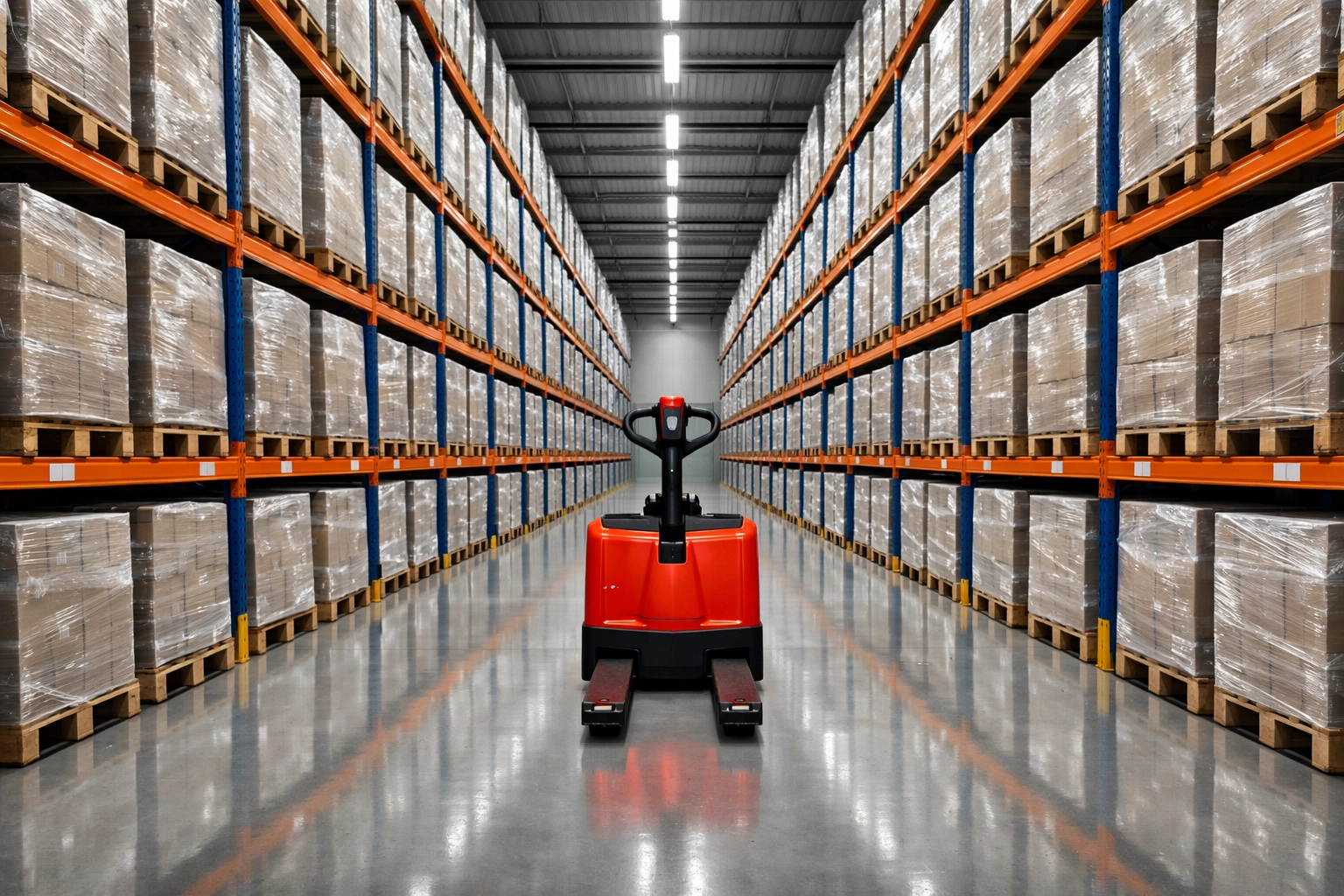 Secure pallet storage at a professional Hertford storage facility with organized racking.