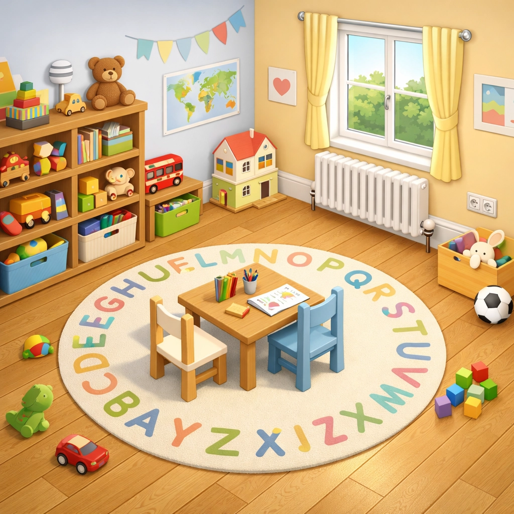 High-definition CCTV view of a modern Swindon nursery playroom illustrating 4K camera safeguarding clarity.