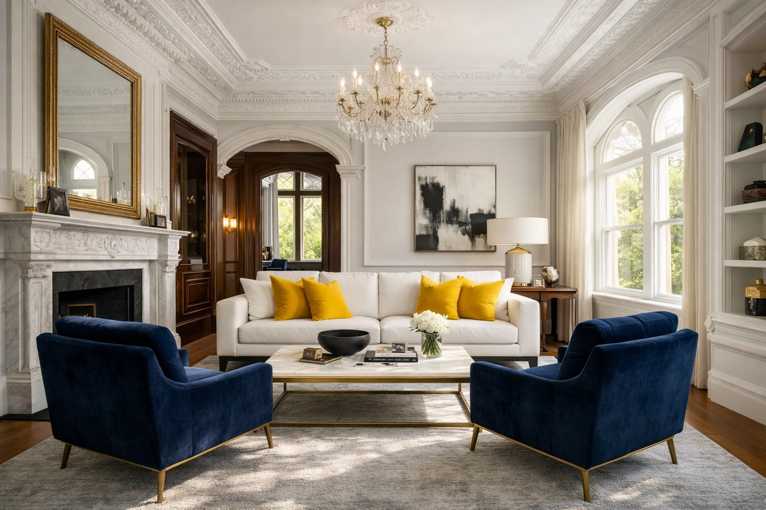 Spotless Brookline living room showing expert results of house cleaning Brookline MA.