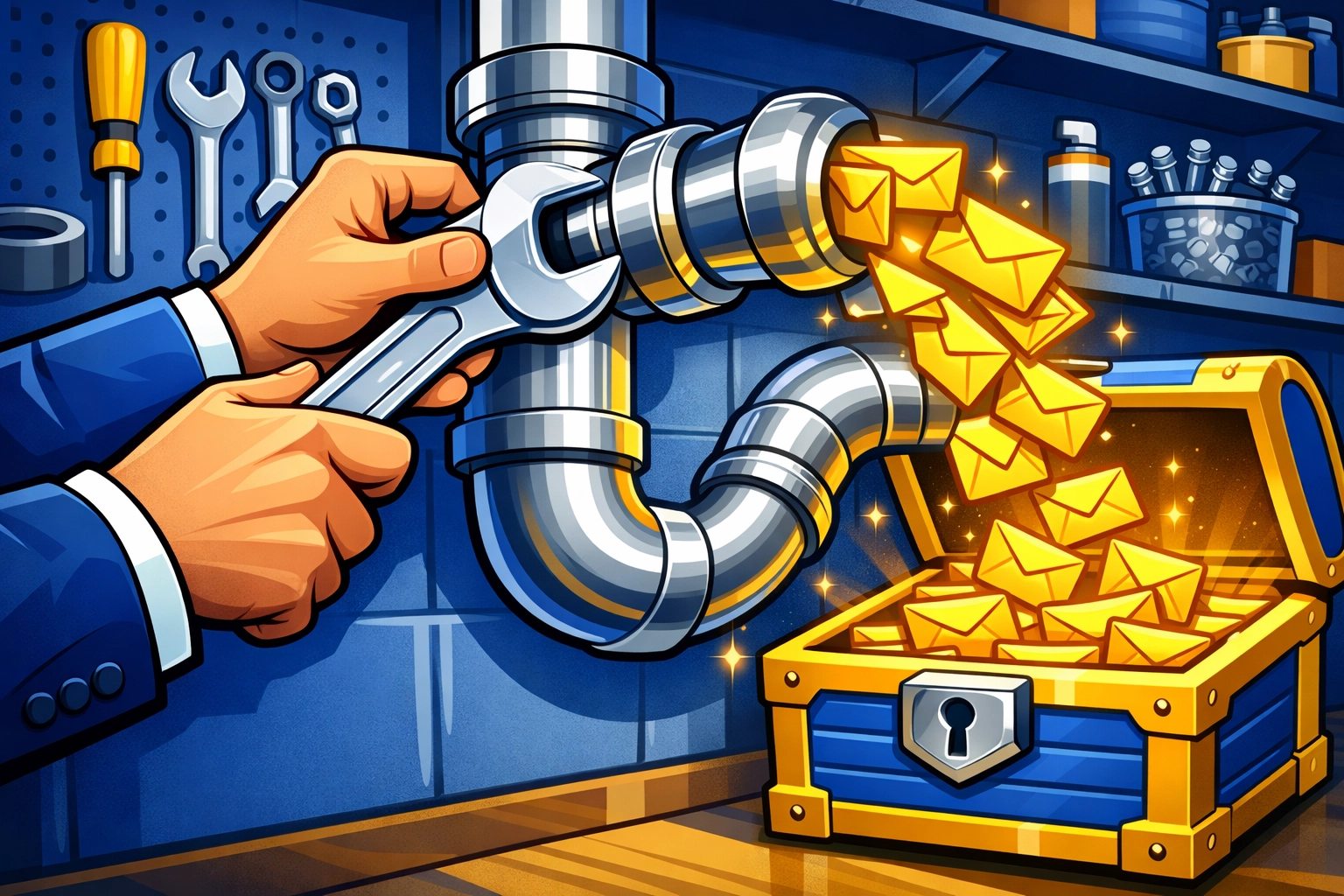 A professional fixing a leaking pipe of enquiries to improve small business lead conversion.