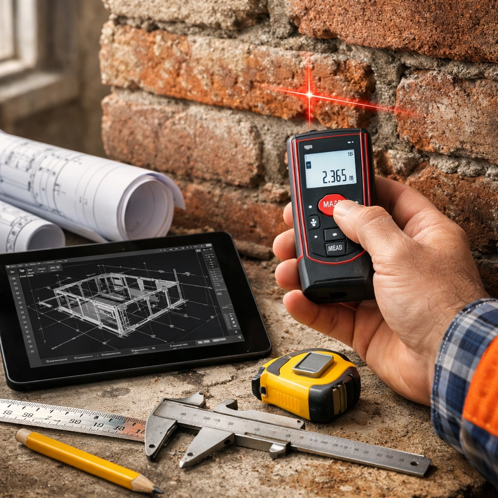 Structural engineer measuring and documenting for Building Control approval