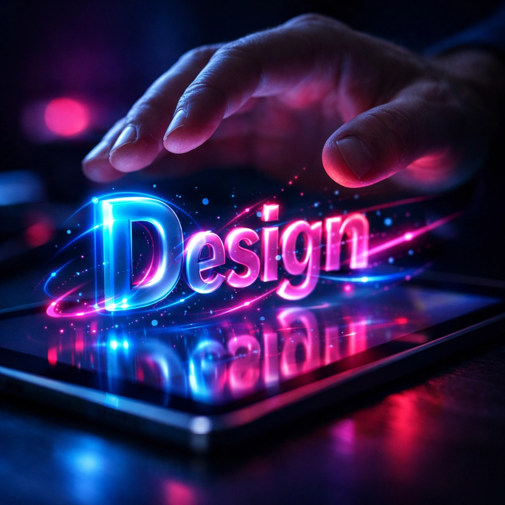 Kinetic typography animation on tablet demonstrating modern web design micro-interactions