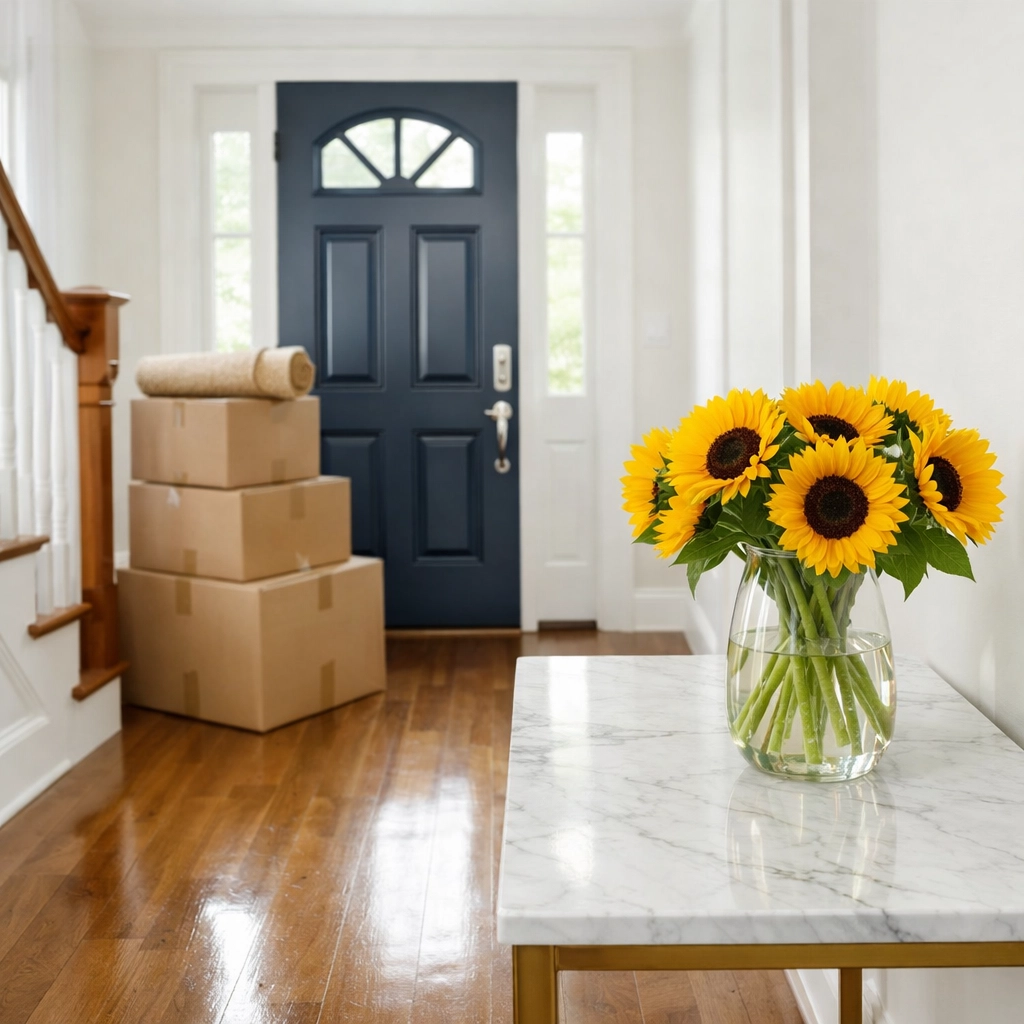 A bright, clean home entryway in Lowell, MA, prepared for a seamless move-in with professional cleaning.