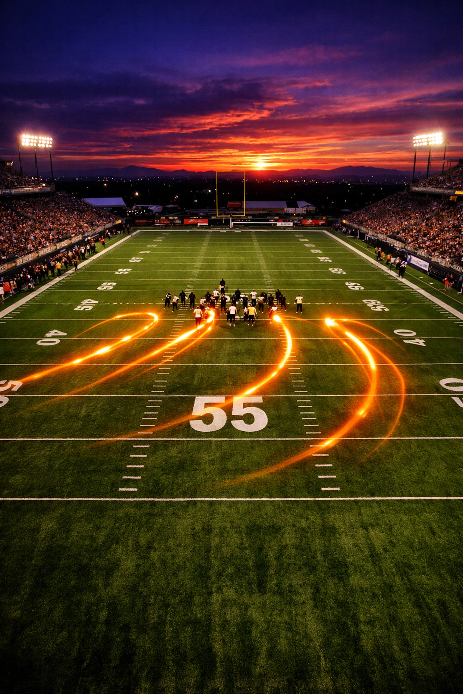Tactical view of a Canadian football field illustrating receiver motion and defensive keys in a 12-man game.