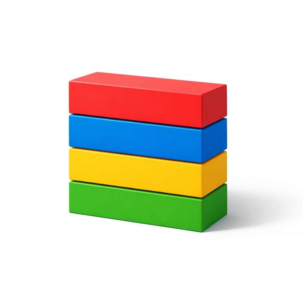 Stacked colorful blocks illustrating modular outreach templates and efficient snippet organization.