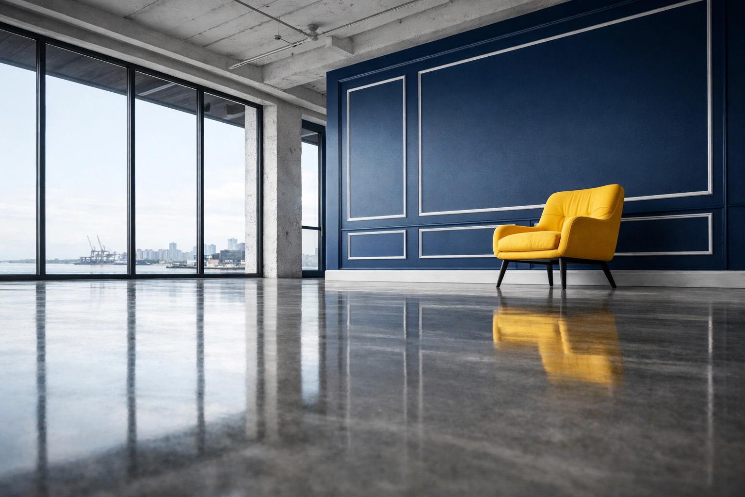 Pristine floors in a Seaport loft following a high-intensity move-out cleaning service in Massachusetts.