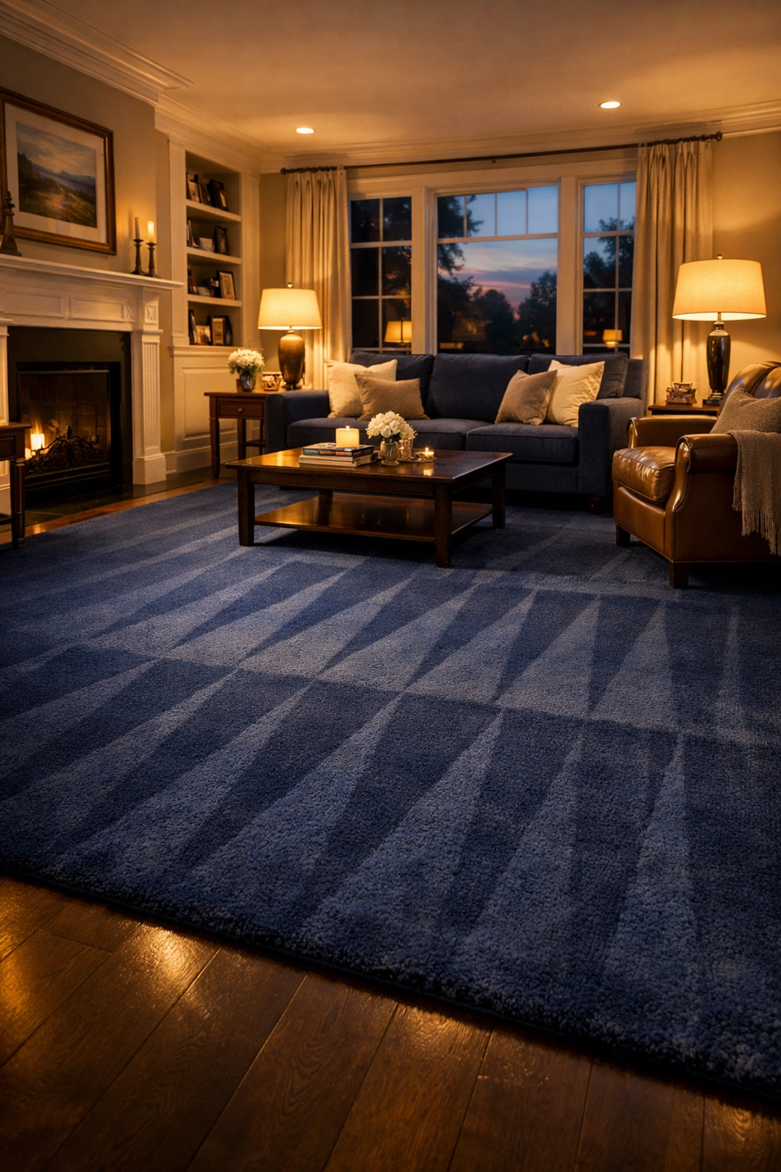 Clean Worcester living room with perfect vacuum lines after professional house cleaning Worcester MA.