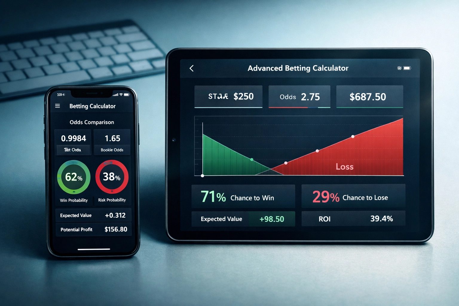 Wettrechner-Tools auf Smartphone und Tablet für Quotenvergleich und Dutching-Strategie