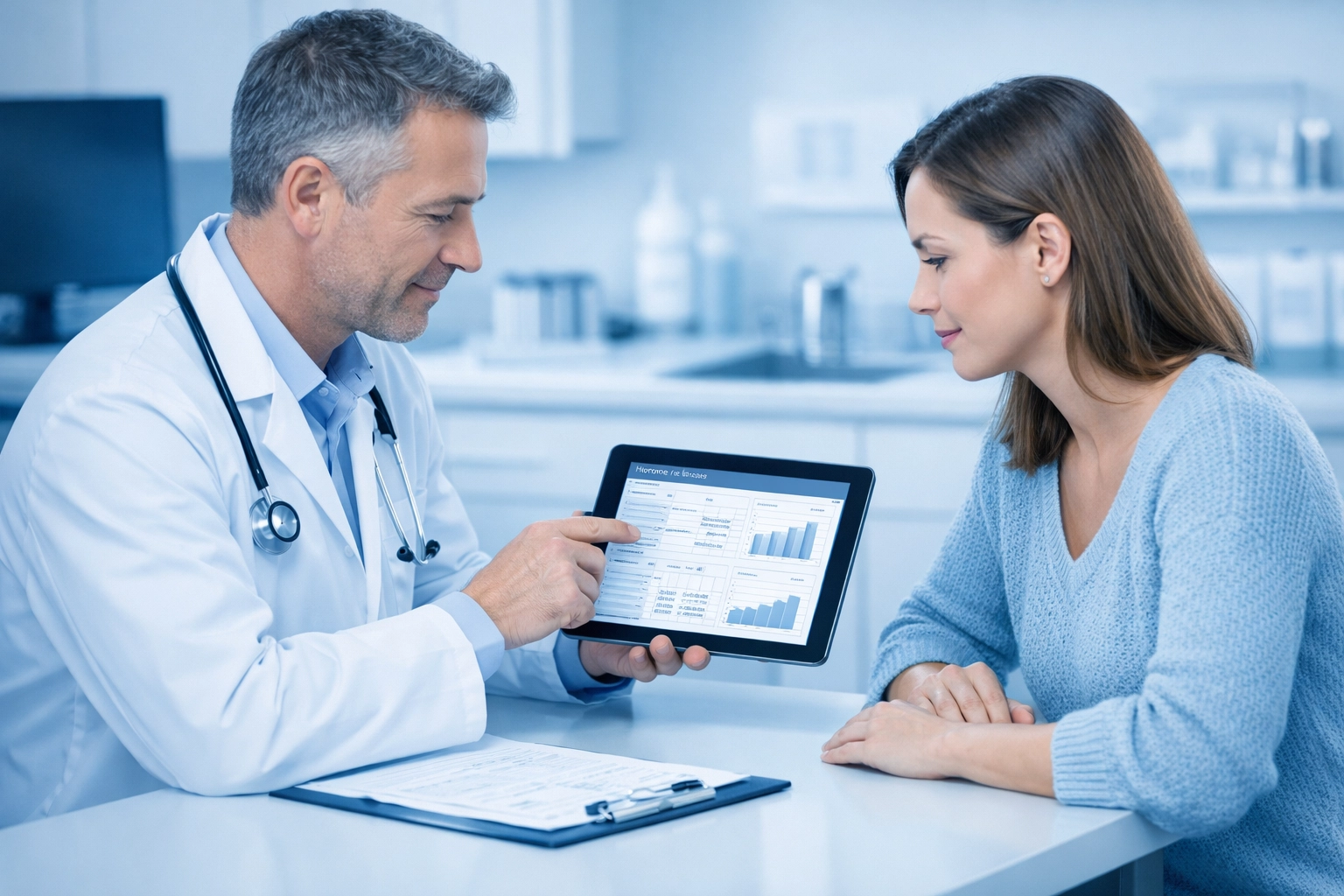 A professional medical consultation environment for advanced hormone therapy and regenerative medicine.