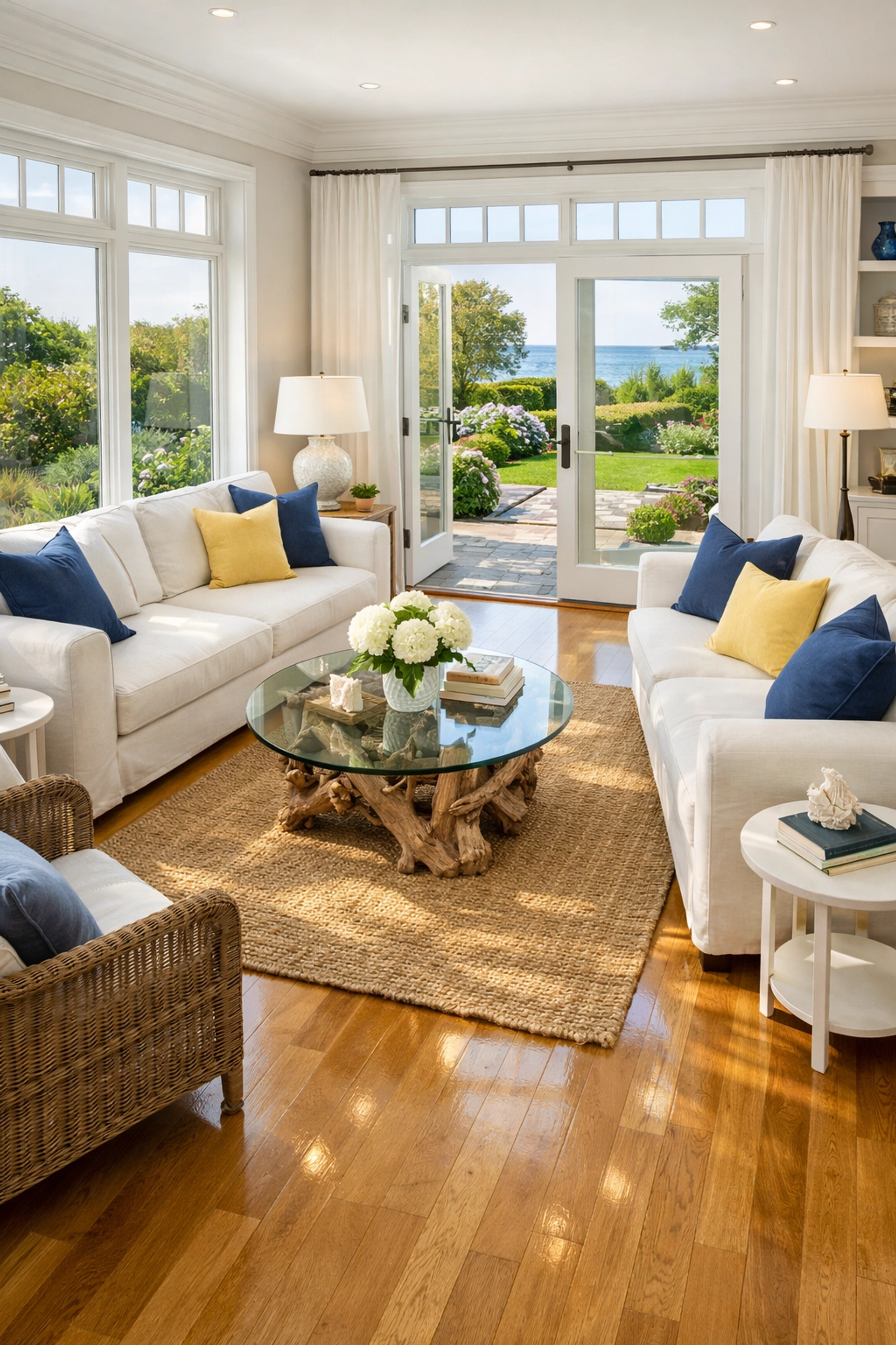 Spotless South Yarmouth living room showing the benefits of weekly house cleaning services.