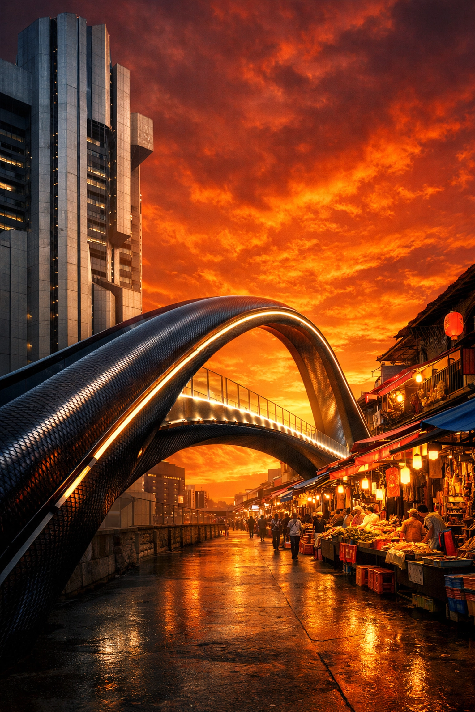 Modern bridge connecting global scale and local relevance for a B2B agency partnership.