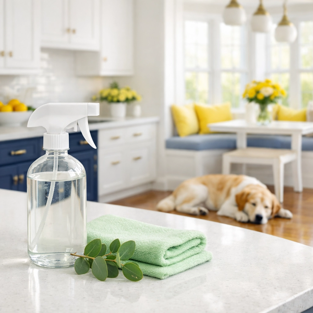 Eco-friendly house cleaning Franklin ensures a safe, sanitized kitchen for pets and families.