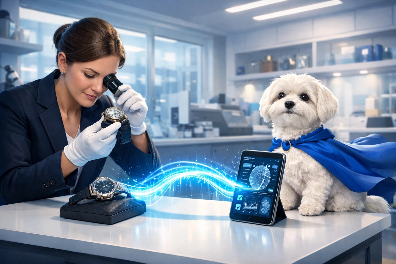 A professional expert and Daisy AI collaborating to provide 99% accurate luxury watch authentication.