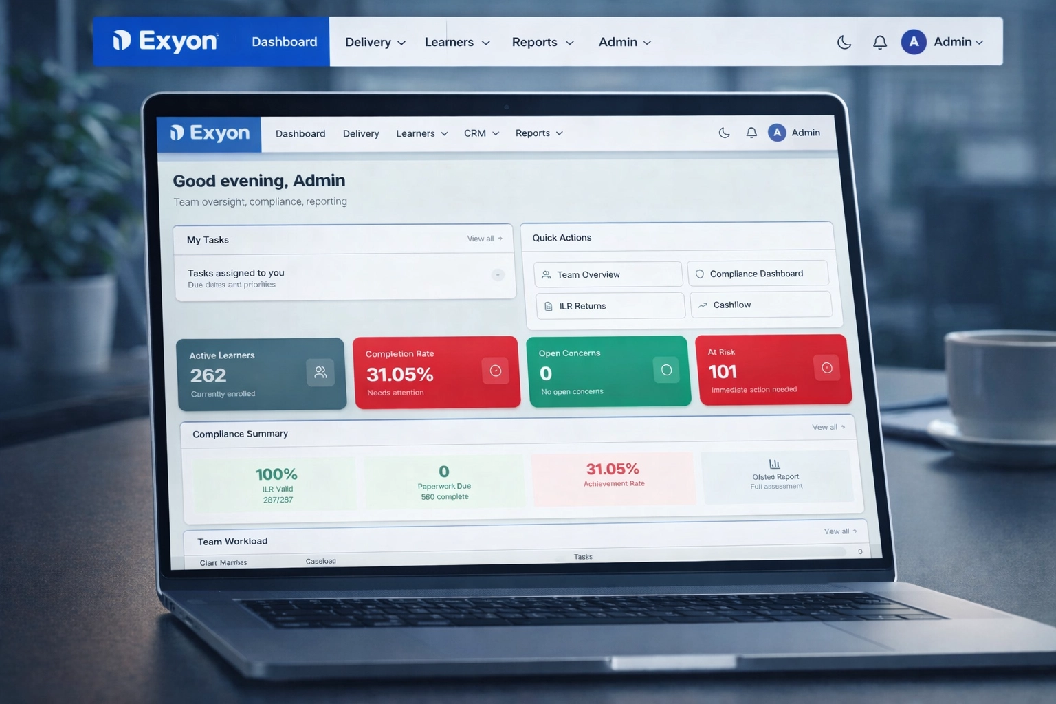 ExyonPulse platform consolidating multiple legacy training provider systems into a single operating system.