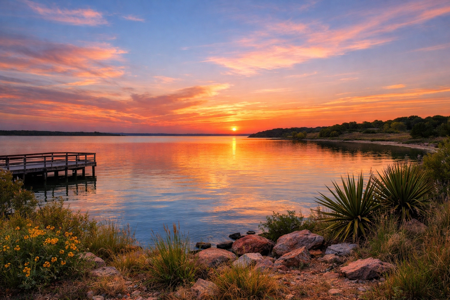 Lake Ray Roberts waterfront with undeveloped shoreline in Grayson County Texas