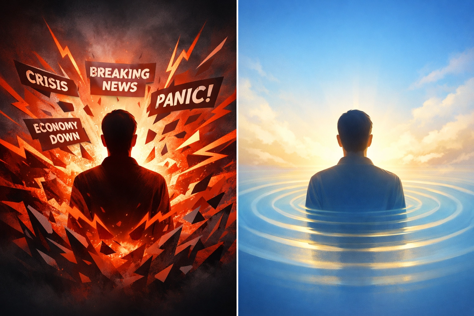 Comparison of chaotic news stress versus peaceful calm morning routine and mental health