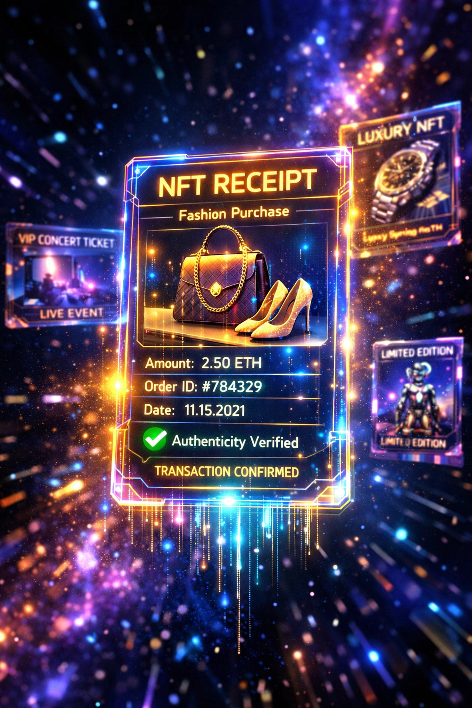 NFT receipt collectibles showing blockchain-verified transaction proof for merchants