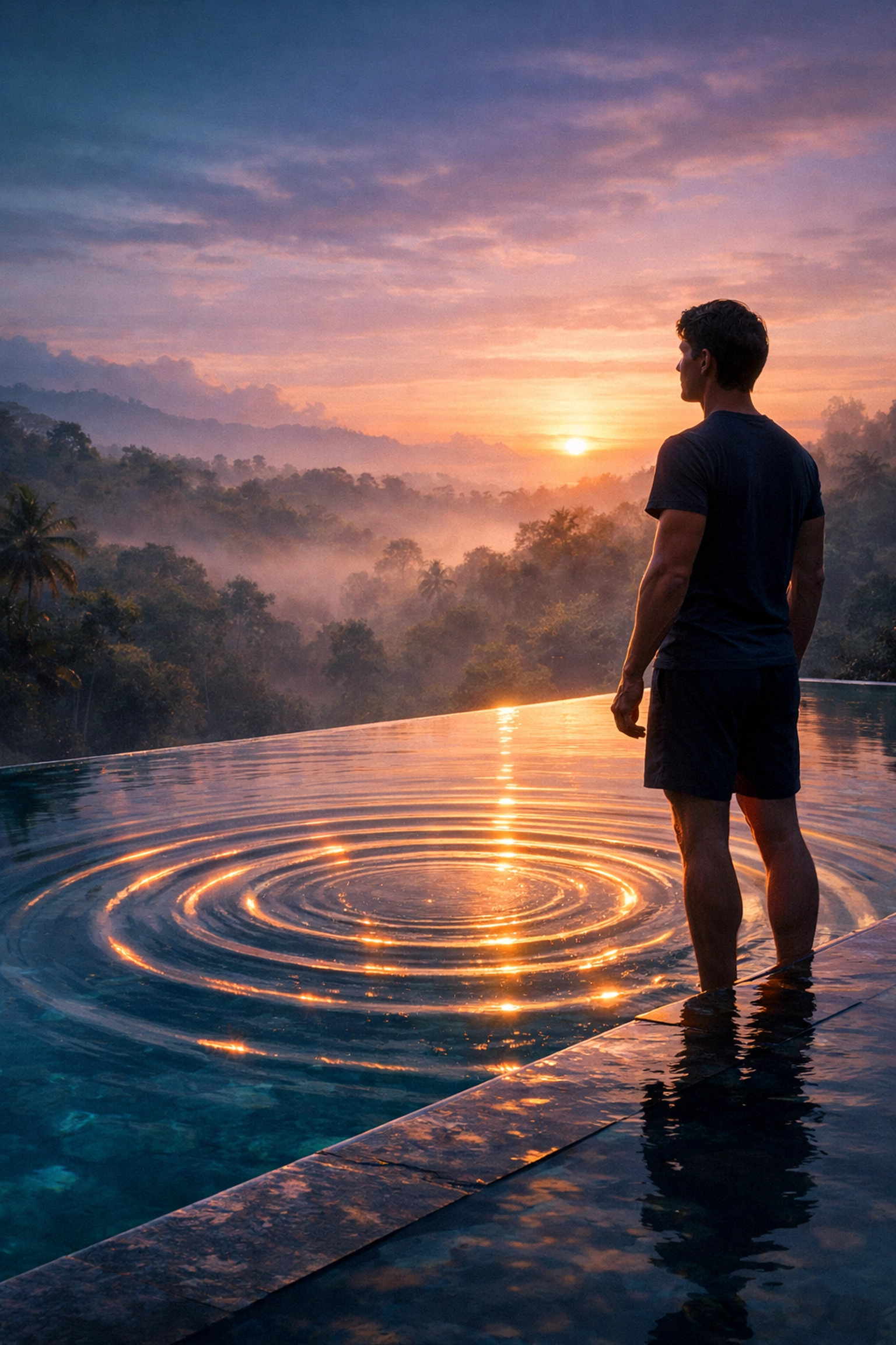 A serene person by water, representing the ripple effect of sexual wellness on mental peace and inner harmony.