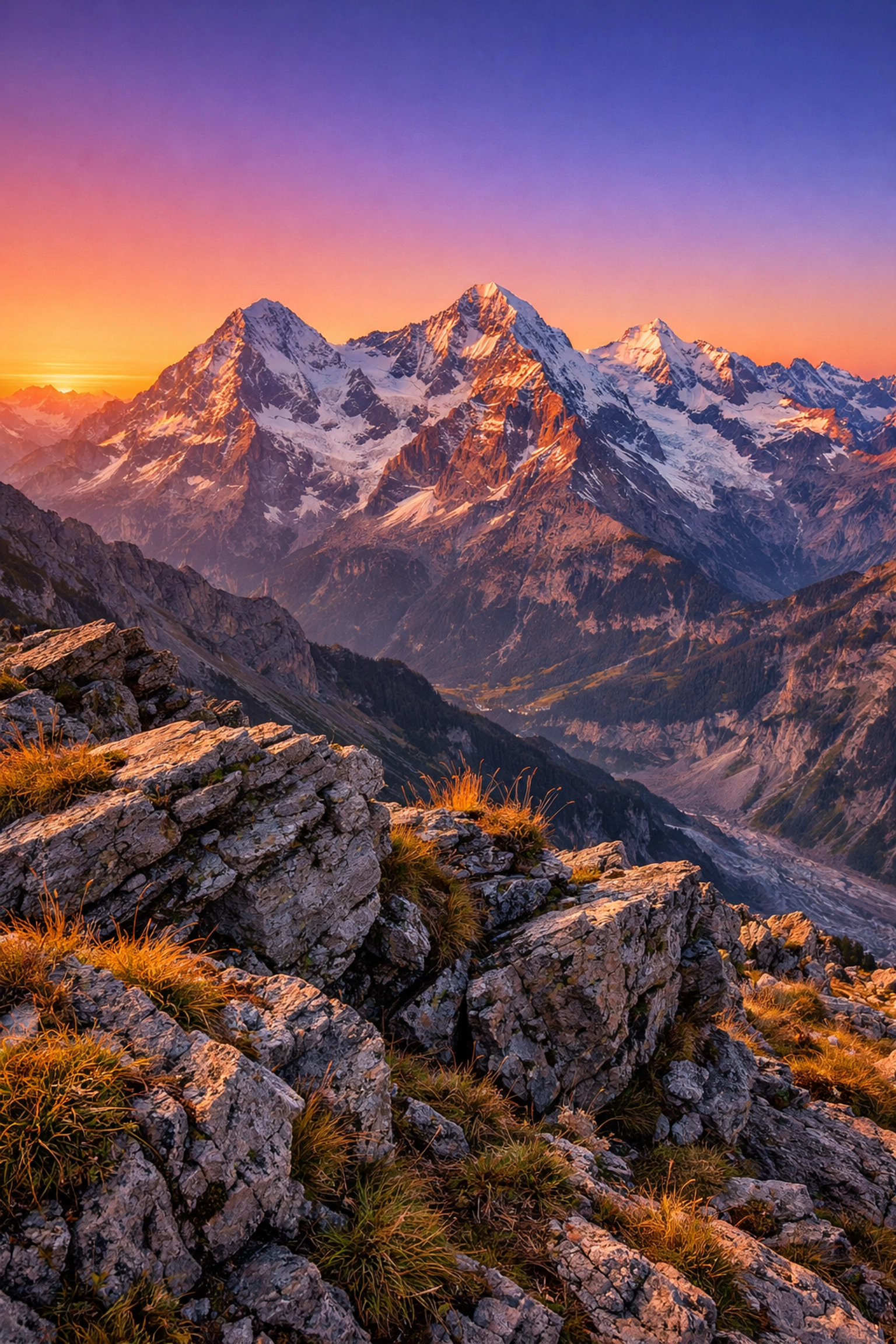 A stunning Swiss Alps landscape photo at golden hour, showcasing professional quality after file size reduction.