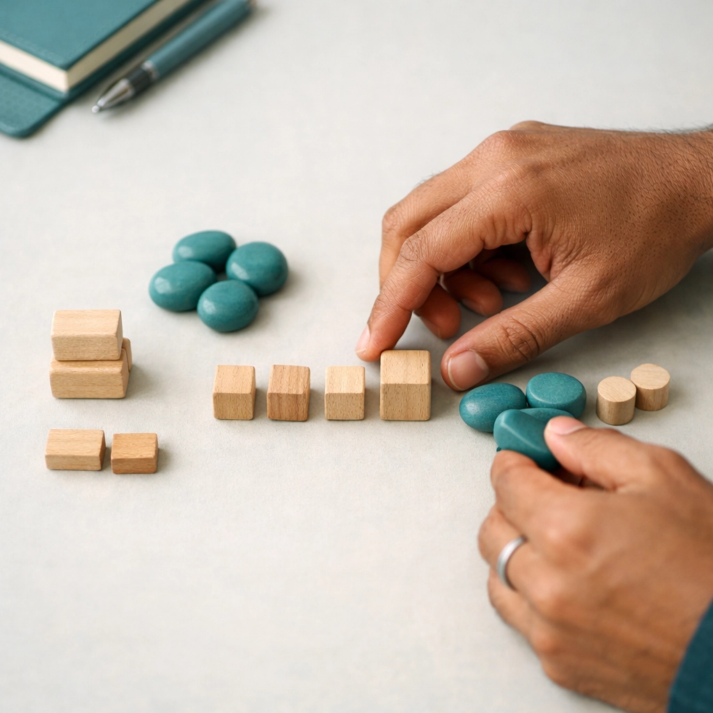 Minimalist blocks representing a zero-based budget where every dollar has a specific job.